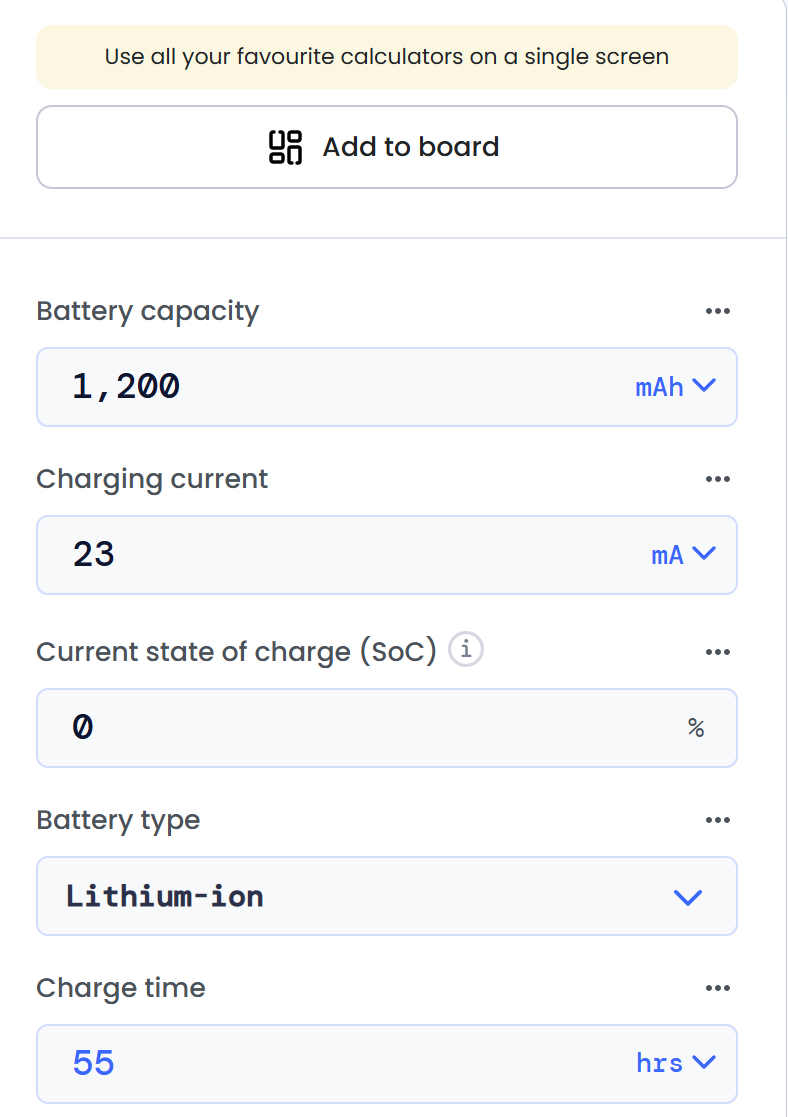 Battery charge time calculation